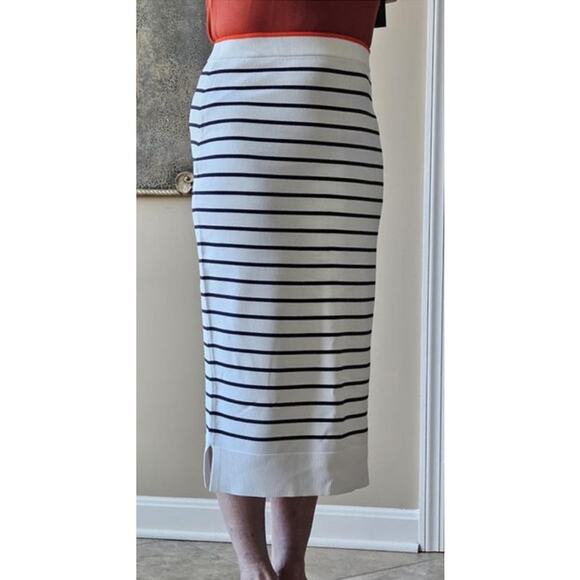 On 34th Macys Women White Navy Nautical Striped Sweater Midi Pencil Skirt XS NEW - Picture 11 of 12